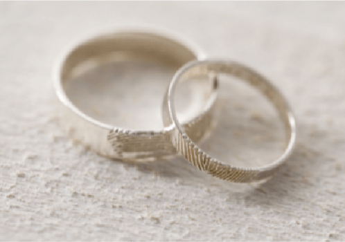 Customized Personalized Wedding Bands Sterling Silver Finger Print Rings Rose Gold